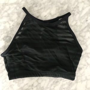 Onzie Striped Mesh Sports Bra High Coverage